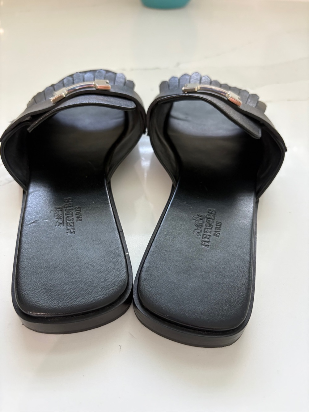 Hermes Black Leather Fringe H silver buckle Slide Sandals
Size 38
$350 - Picture 7 of 7